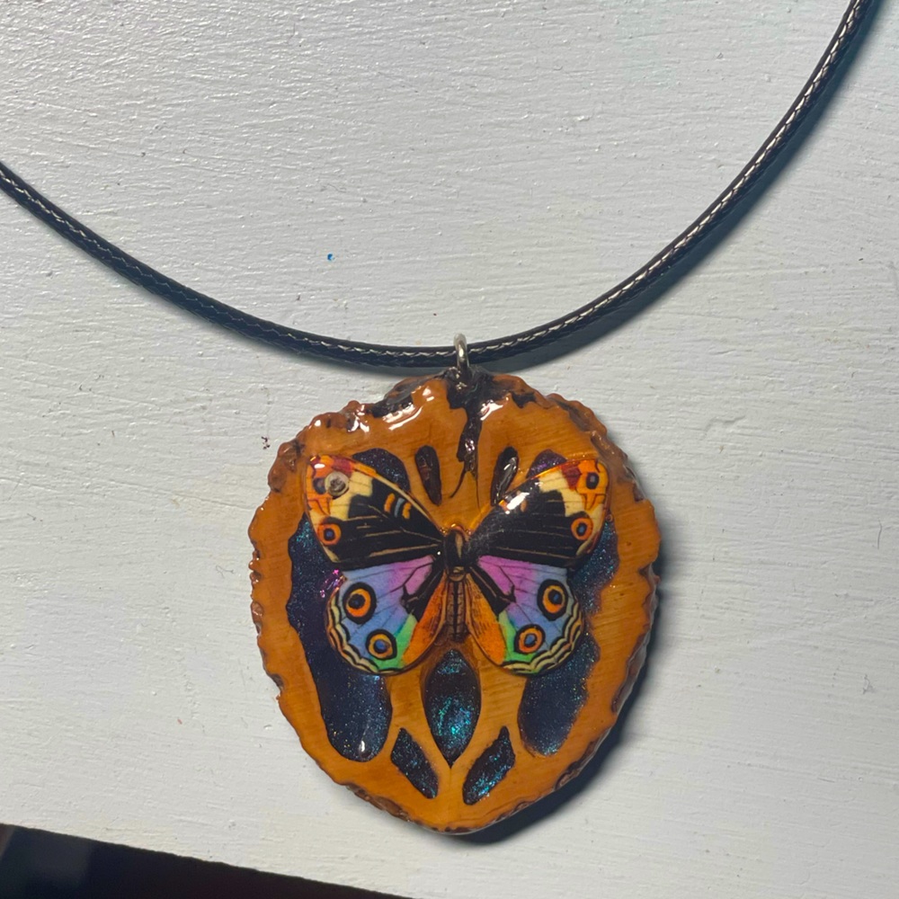 Butterfly Black Walnut Necklace